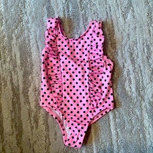 Penelope Mack swim suit. Pink with black polka dots. Size 24 months. Never worn!